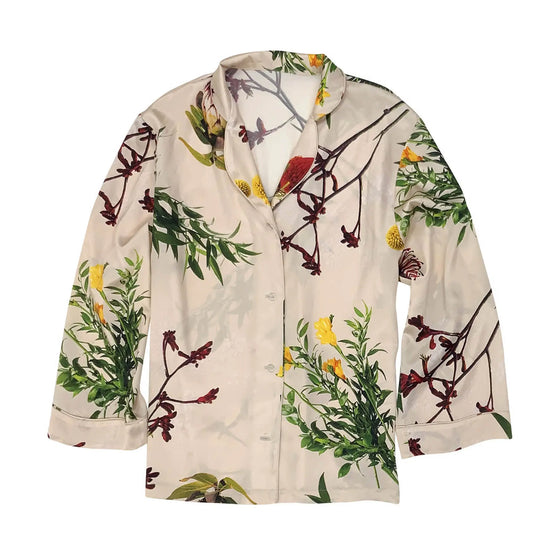 Flying Flower Silk Pyjama Shirt NOKAYA