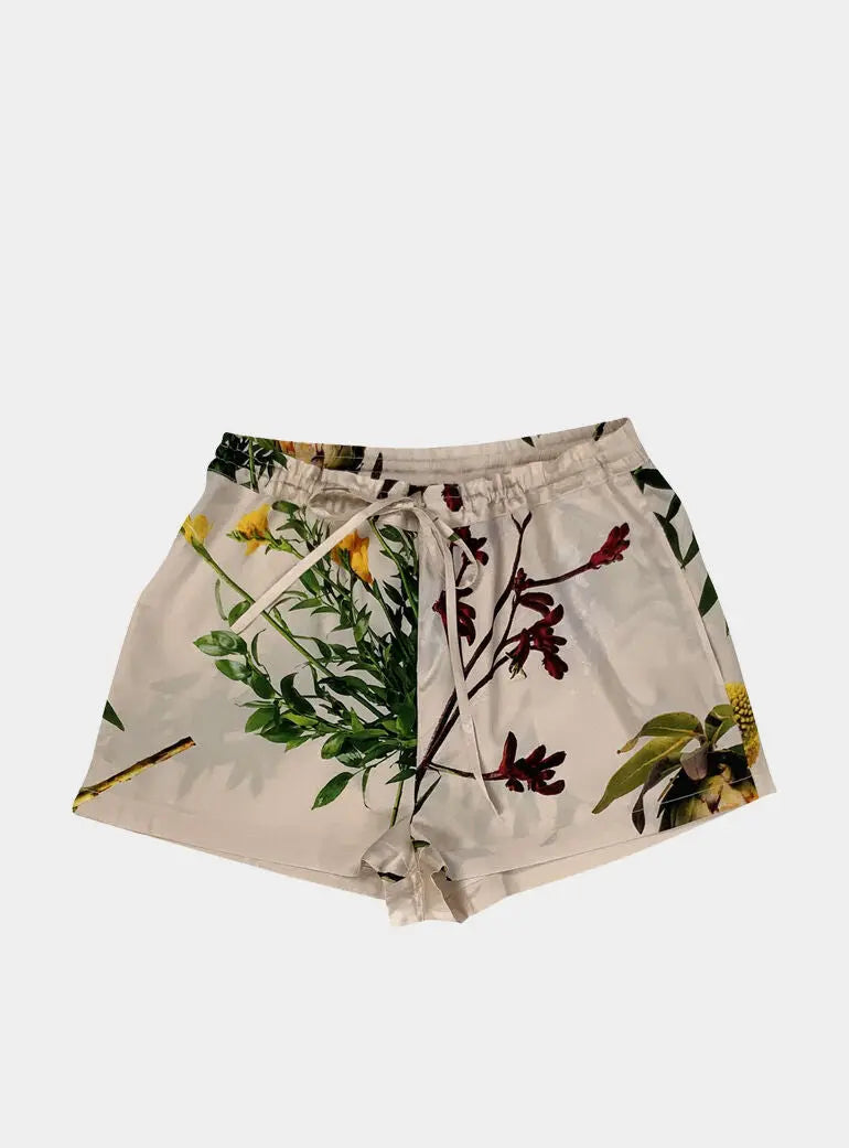 Flying Flower Silk Pyjama Shorts NOKAYA