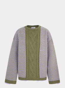  Frankie Cable Knit Crew Neck Jumper - Khaki Cara & The Sky