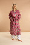 Fuchsia Freesia Women's Floral Cotton Robe inara