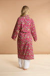 Fuchsia Freesia Women's Floral Cotton Robe inara