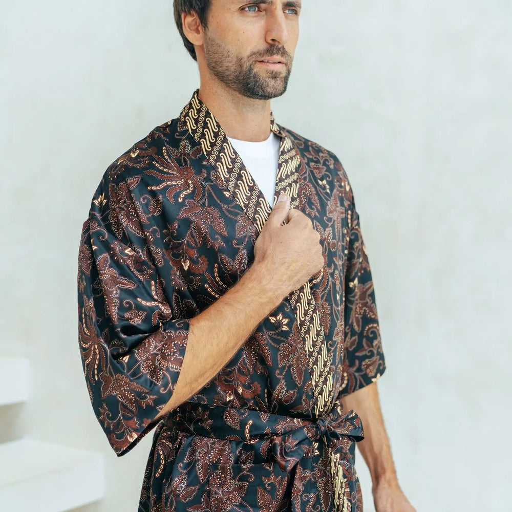 Full Length Black Men’s Robe Wear the World