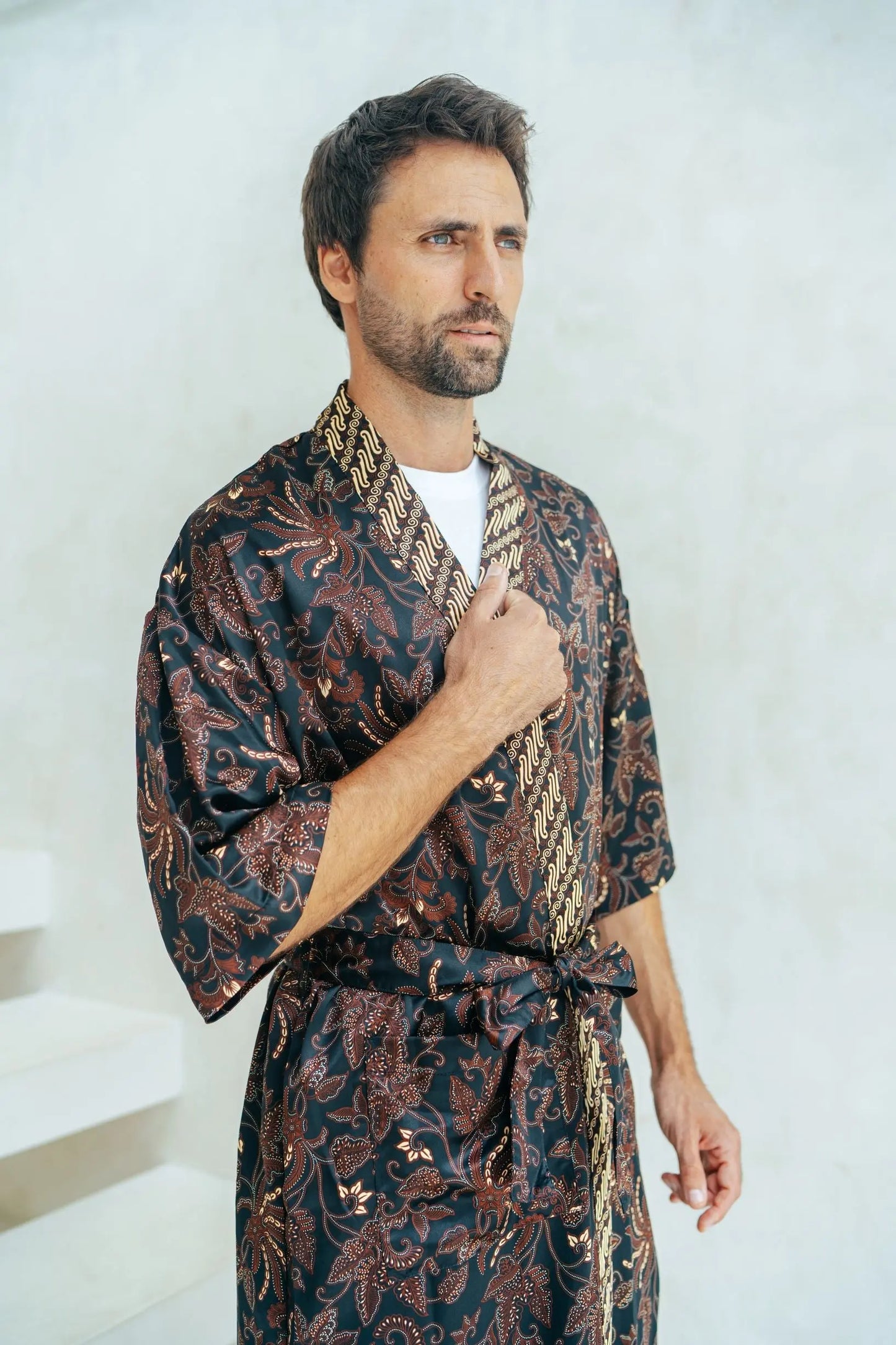 Full Length Black Men’s Robe Wear the World