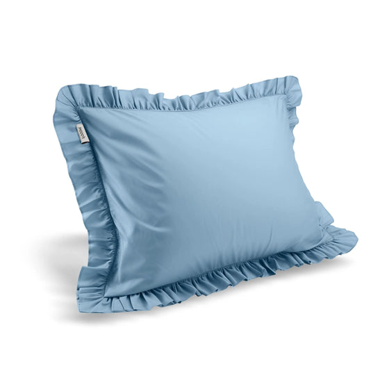 Full Size Cotton Ruffled Pillowcase, Butterfly Blue Snooozeworld