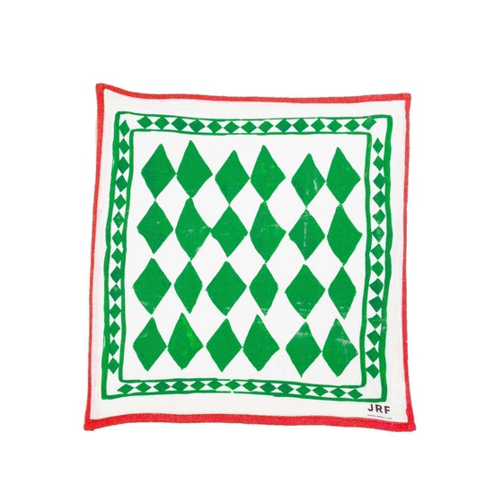 Linen Napkin Set of Four / "Green Diamond"