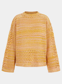  Gala Recycled Cotton Mix Pointelle Wide Sleeve Jumper - Orange Cara & The Sky