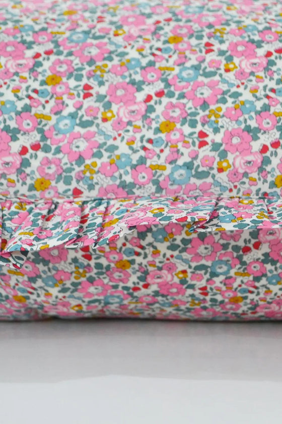 Gathered Edge Pillowcase Made With Liberty Fabric BETSY ANN PINK Coco & Wolf