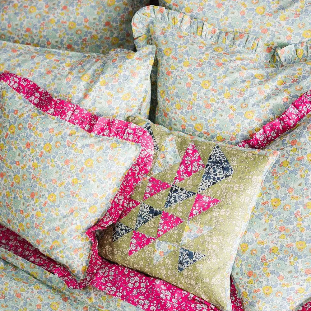 Gathered Edge Pillowcase Made With Liberty Fabric CAPEL FUCHSIA Coco & Wolf