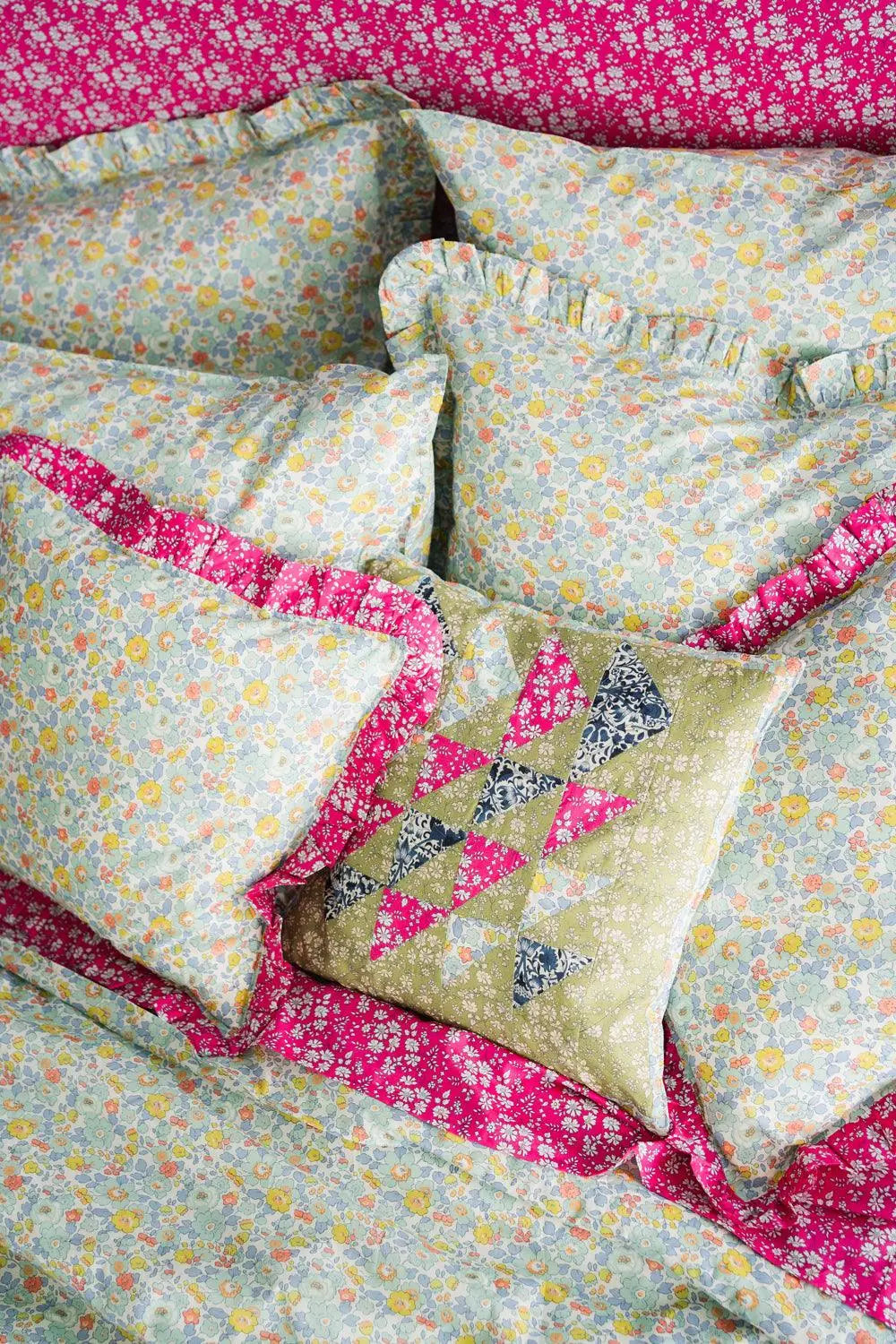 Gathered Edge Pillowcase Made With Liberty Fabric CAPEL FUCHSIA Coco & Wolf