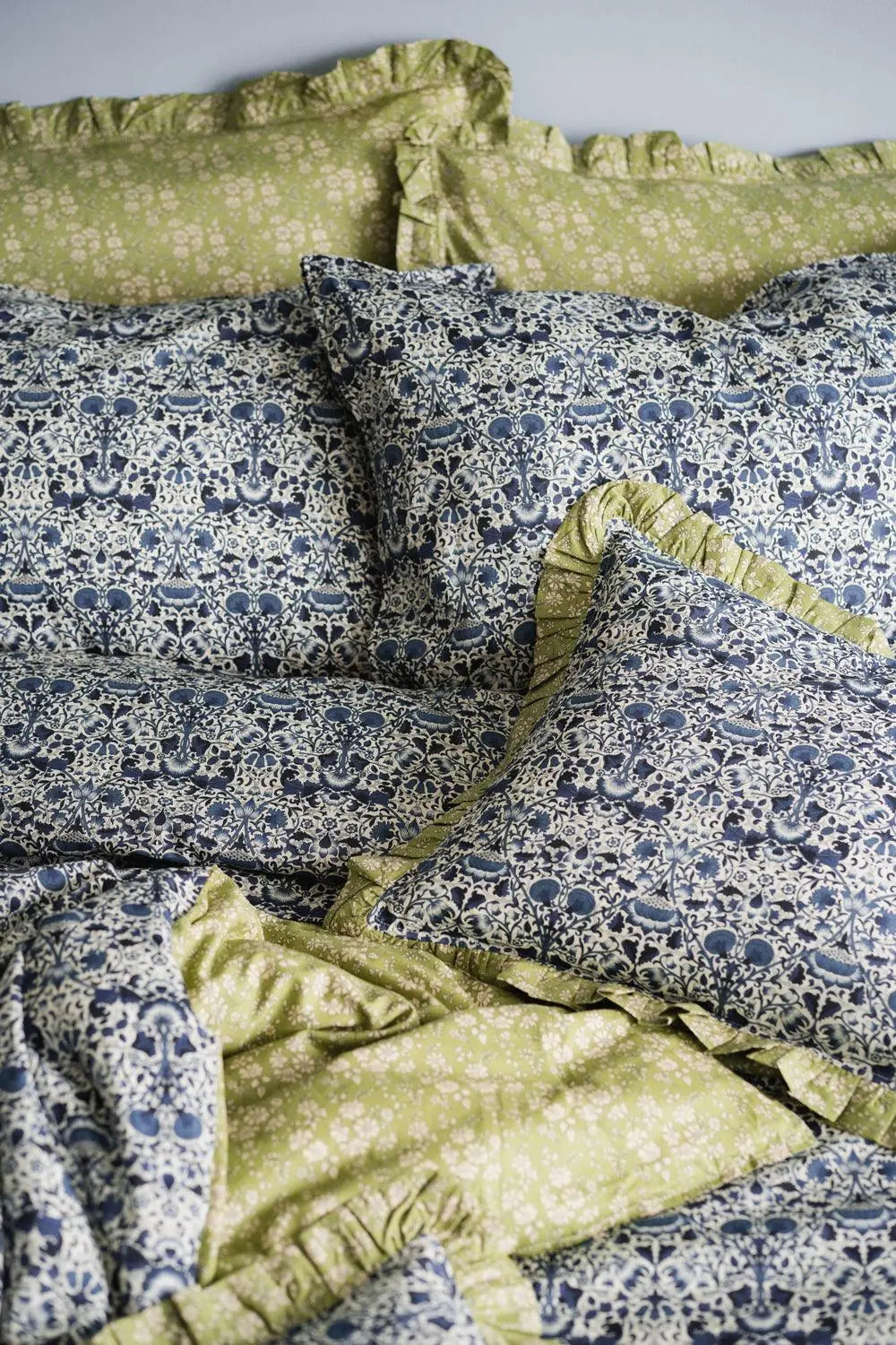 Gathered Edge Pillowcase Made With Liberty Fabric CAPEL PISTACHIO Coco & Wolf