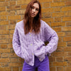 Gemma Basket Stitch Balloon Sleeve Chunky Knit Cardigan - Lilac Cara & The Sky