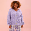 Gemma Basket Stitch Balloon Sleeve Chunky Knit Cardigan - Lilac Cara & The Sky