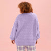 Gemma Basket Stitch Balloon Sleeve Chunky Knit Cardigan - Lilac Cara & The Sky