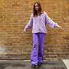 Gemma Basket Stitch Balloon Sleeve Chunky Knit Cardigan - Lilac Cara & The Sky