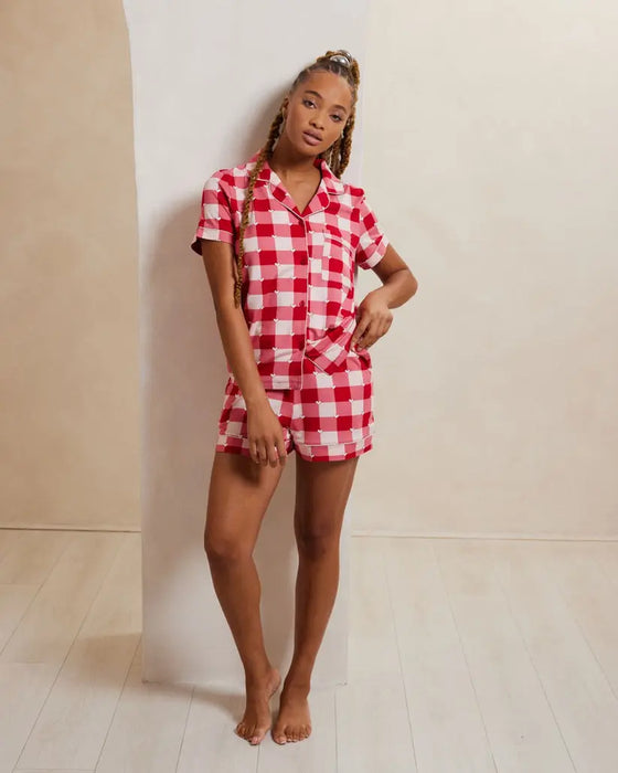 Gingham Heart Print Short Pyjama Set Chelsea Peers