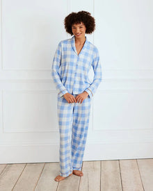  Gingham Print Button Up Long Pyjama Set Chelsea Peers