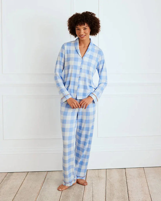 Gingham Print Button Up Long Pyjama Set Chelsea Peers