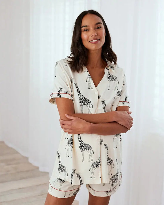 Giraffe Maternity Organic Cotton Print Short Pyjama Set Chelsea Peers