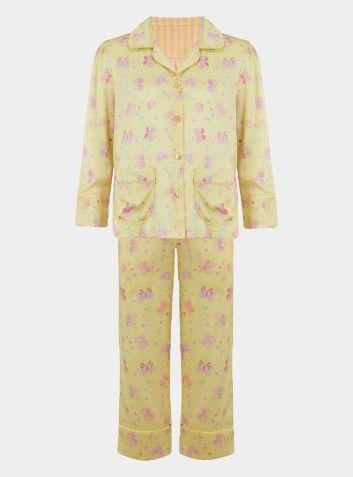 Amelie Lemonade Butterfly Girls Silk Pyjama Set