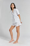 Glacier White Tsubaki Embroidered Ethical-Cotton Shorts Peachaus