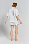 Glacier White Tsubaki Embroidered Ethical-Cotton Shorts Peachaus