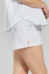 Glacier White Tsubaki Embroidered Ethical-Cotton Shorts Peachaus