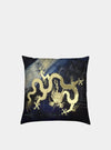 Golden Dragon on Blue Pantheon Velvet Cushion Long Studio Design