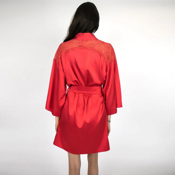 Good Girl Gone Bad Silk Kimono Robe Red NOKAYA