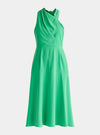 Green Asymmetric Neck Midi Dress Paisie