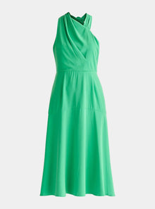  Green Asymmetric Neck Midi Dress Paisie