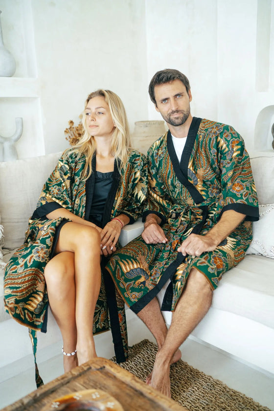 Green Batik Kimono Robe Wear the World