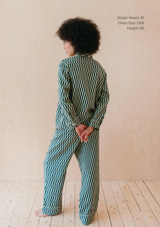 Green Checkerboard Cotton Pyjama Trouser Set TartanBlanketCo