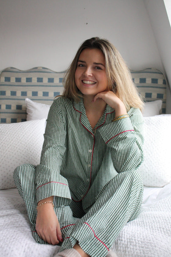 Green Gingham Women's Long Pyjama Set Madder & More