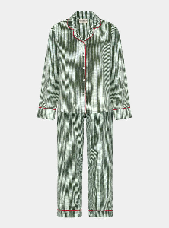 Green Gingham Women's Long Pyjama Set Madder & More