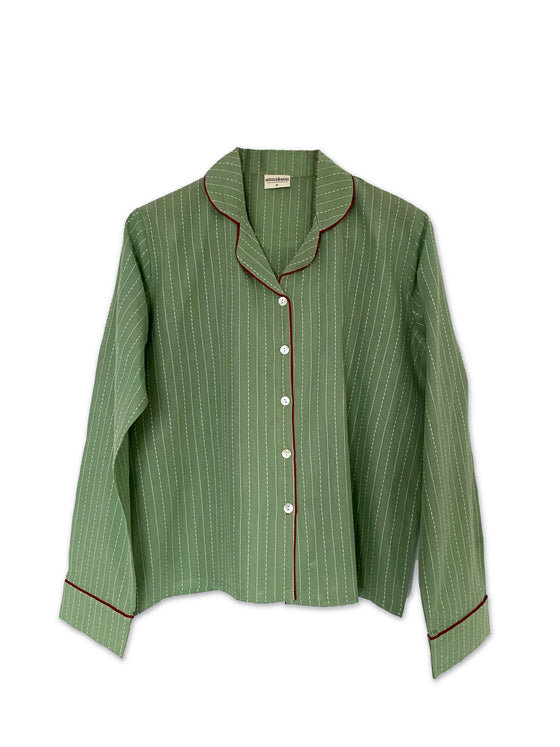 Green Handloom Long Pyjama Set Madder & More