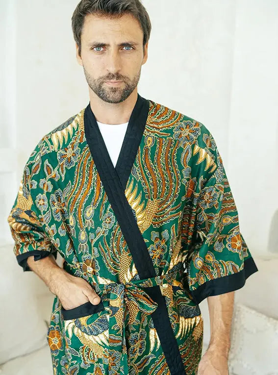 Green Men's Batik Robe SUKARA