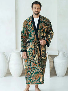  Green Men's Full Length Batik Robe SUKARA