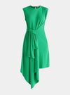 Green Ribbed Asymmetric Hem Dress Paisie