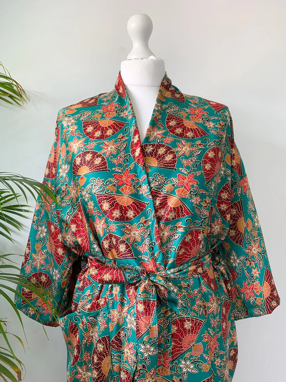 Green Satin Kimono Robe Wear the World