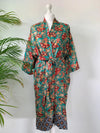 Green Satin Kimono Robe Wear the World