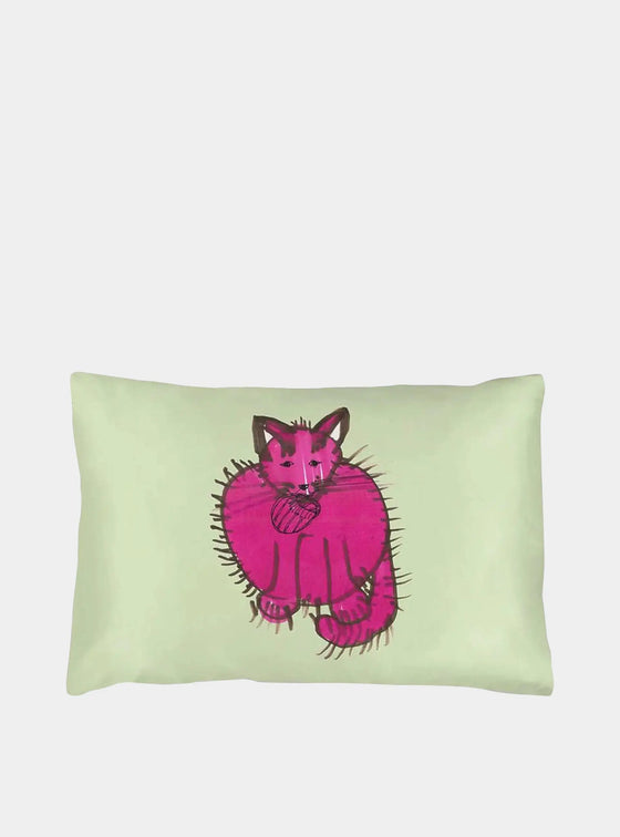 Green and Pink Purry With a Sock Silk Pillowcase for Children Long Studio Design