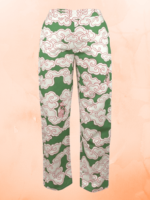  Organic Cotton & Linen Green Clouds Trousers