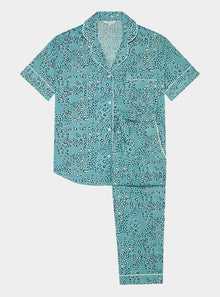  Green Dots Women's Short Sleeve Organic Cotton Pyjama Trouser Set