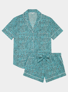  Green Dots Women's Short Sleeve Organic Cotton Pyjama Short Set