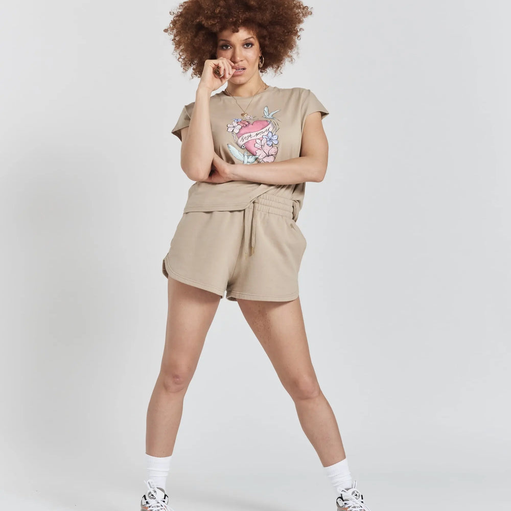 Grevillea Ethical-Cotton Shorts - Dune Beige Peachaus