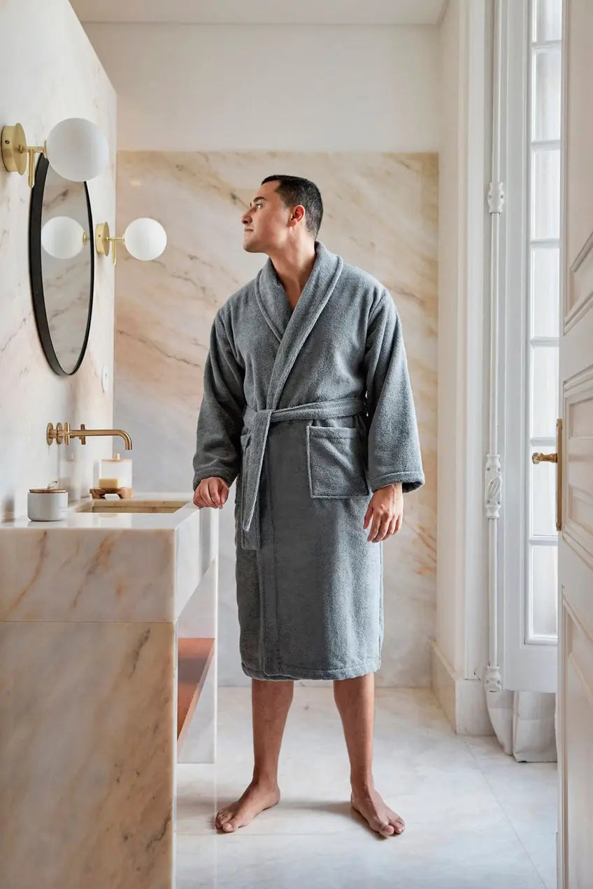 Grey Classic Cotton Bathrobe Torres Novas