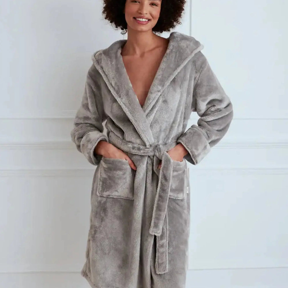 Grey Fleece Dressing Gown Chelsea Peers