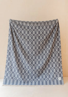  Grey Geometric Block Cashmere & Merino Blanket