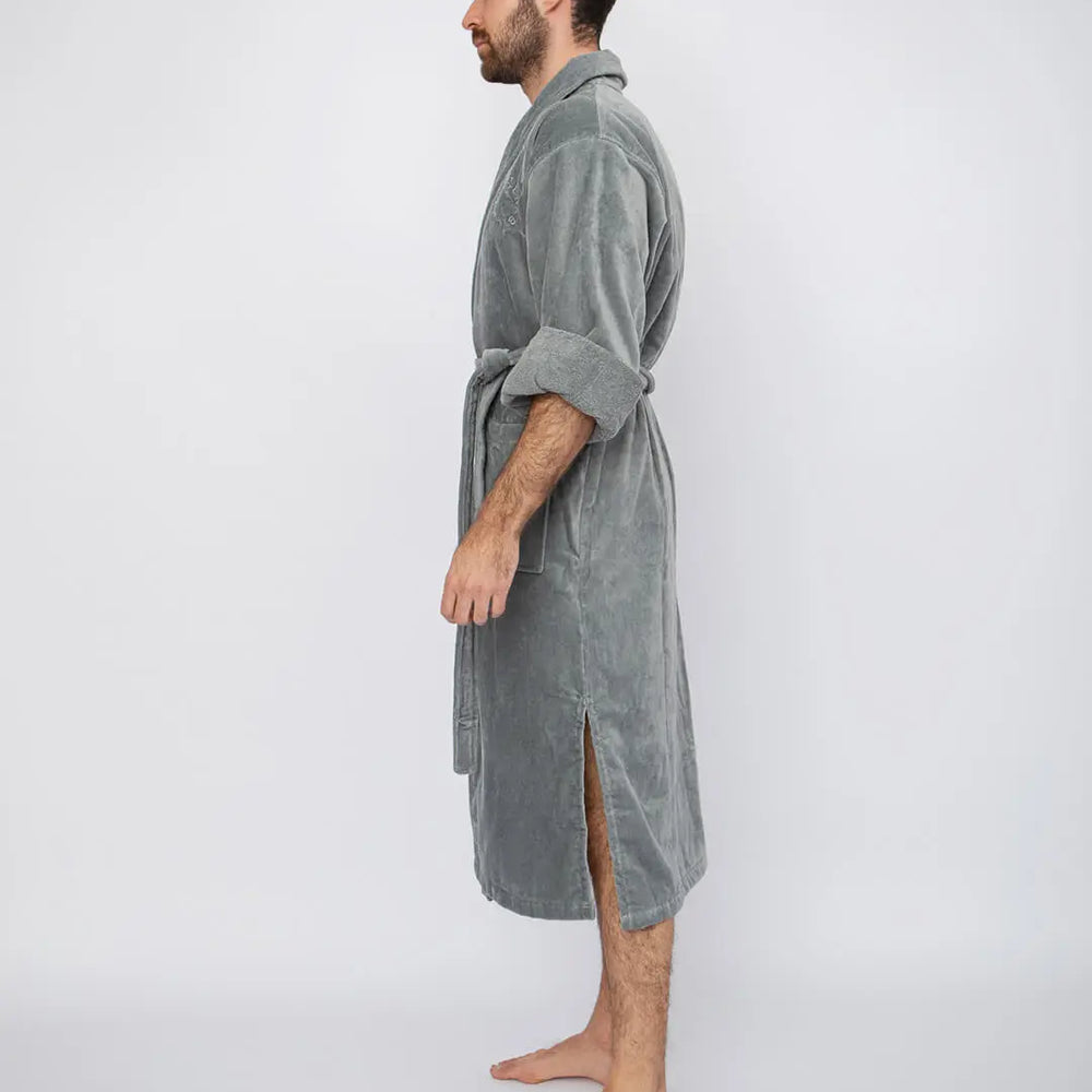 Grey Velour Bathrobe House Babylon