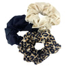 Hair Scrunchies Multipack Set - Black, Beige & Animal Print SMUG